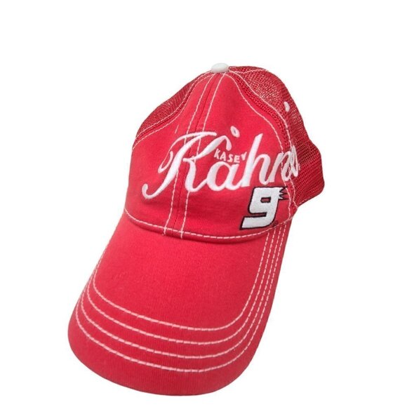 NASCAR Kasey Kahane 9 Red Mesh Embroidered  Richard Petty Trucker Cap Hat - Picture 1 of 7